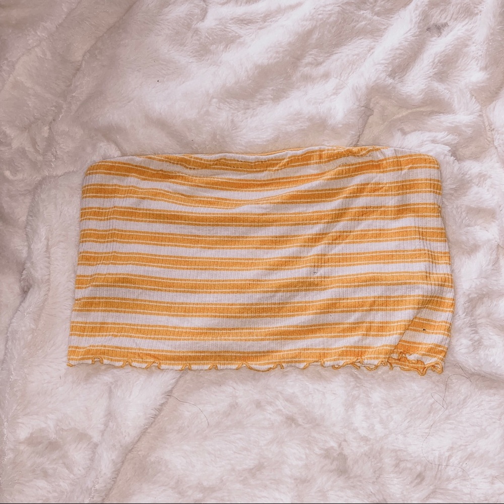 Yellow Striped PacSun Cropped Tube Top